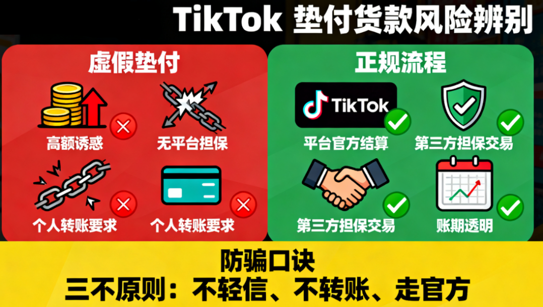 TikTok 先垫付货款真的假的？平台政策与诈骗陷阱如何分辨？-TikTok培训