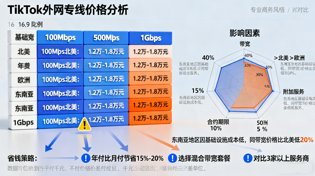 TikTok 外网专线一年多少钱？带宽和地区对价格影响大吗？-TikTok培训